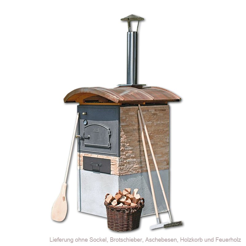 Steinofen-Fertigbausatz Modell Vario-Sandstein mit Kupferdach + Rauchrohr