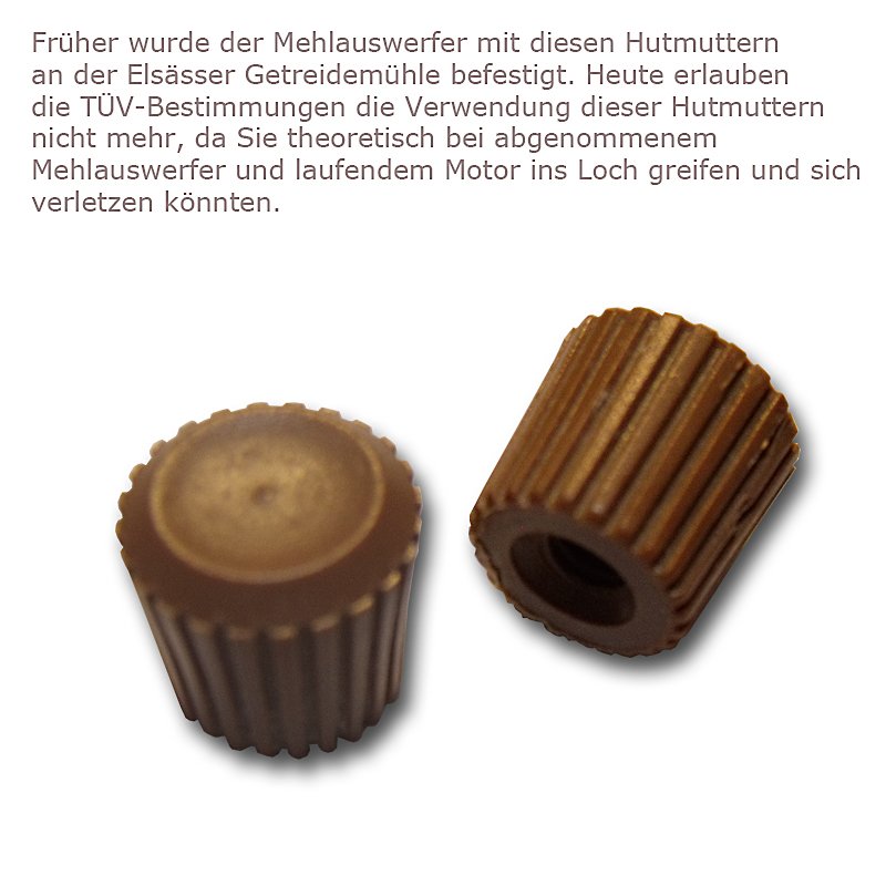 Bild zu 2 Stück Hutmutter für den Mehlauswerfer braun Bild zu 2 Stück Hutmutter für den Mehlauswerfer braun