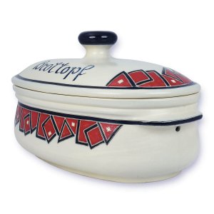 Bild 1 zu Artikel Brottopf, RUMP-Topf aus Westerwald-Keramik oval groß, Dekor Progressive-Red 