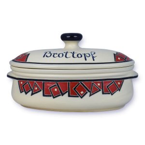 Bild zu Brottopf, RUMP-Topf aus Westerwald-Keramik oval groß, Dekor Progressive-Red